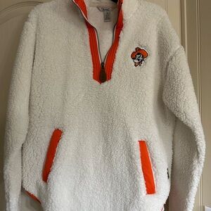 Pressbox Sherpa Pullover with Orange Trim Oklahoma state